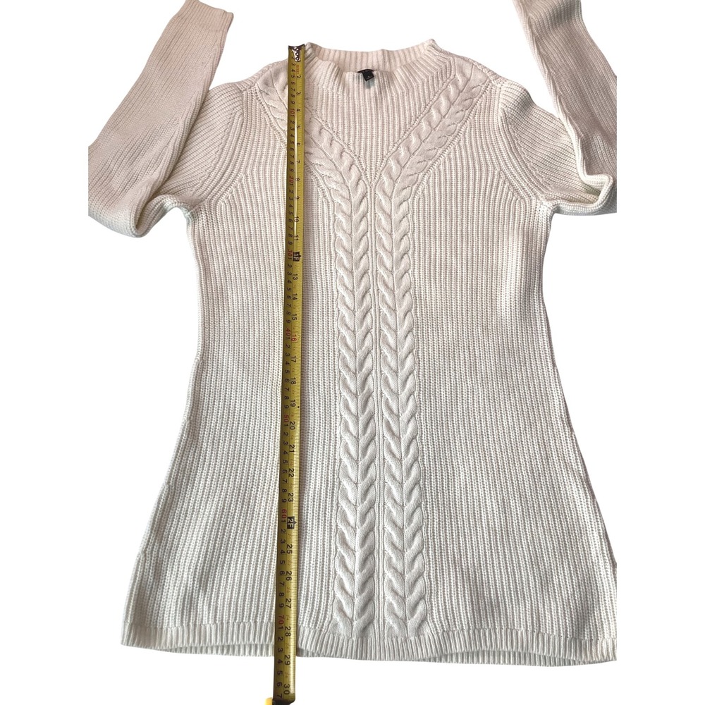 Talbots Ivory Cable Knit Sweater Small Wool Blend Ribbed Pullover Classic Fit - Picture 4 of 6